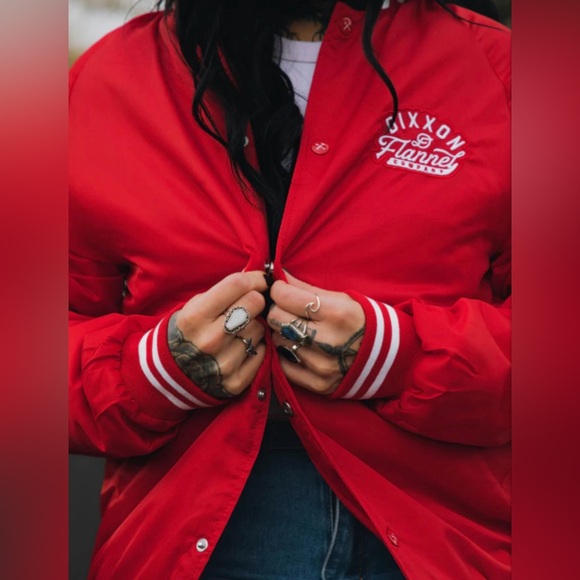 DIXXON PASTIME NYLON VARSITY JACKET - RED Bomber Jacket Men’s 3XL - Picture 4 of 10